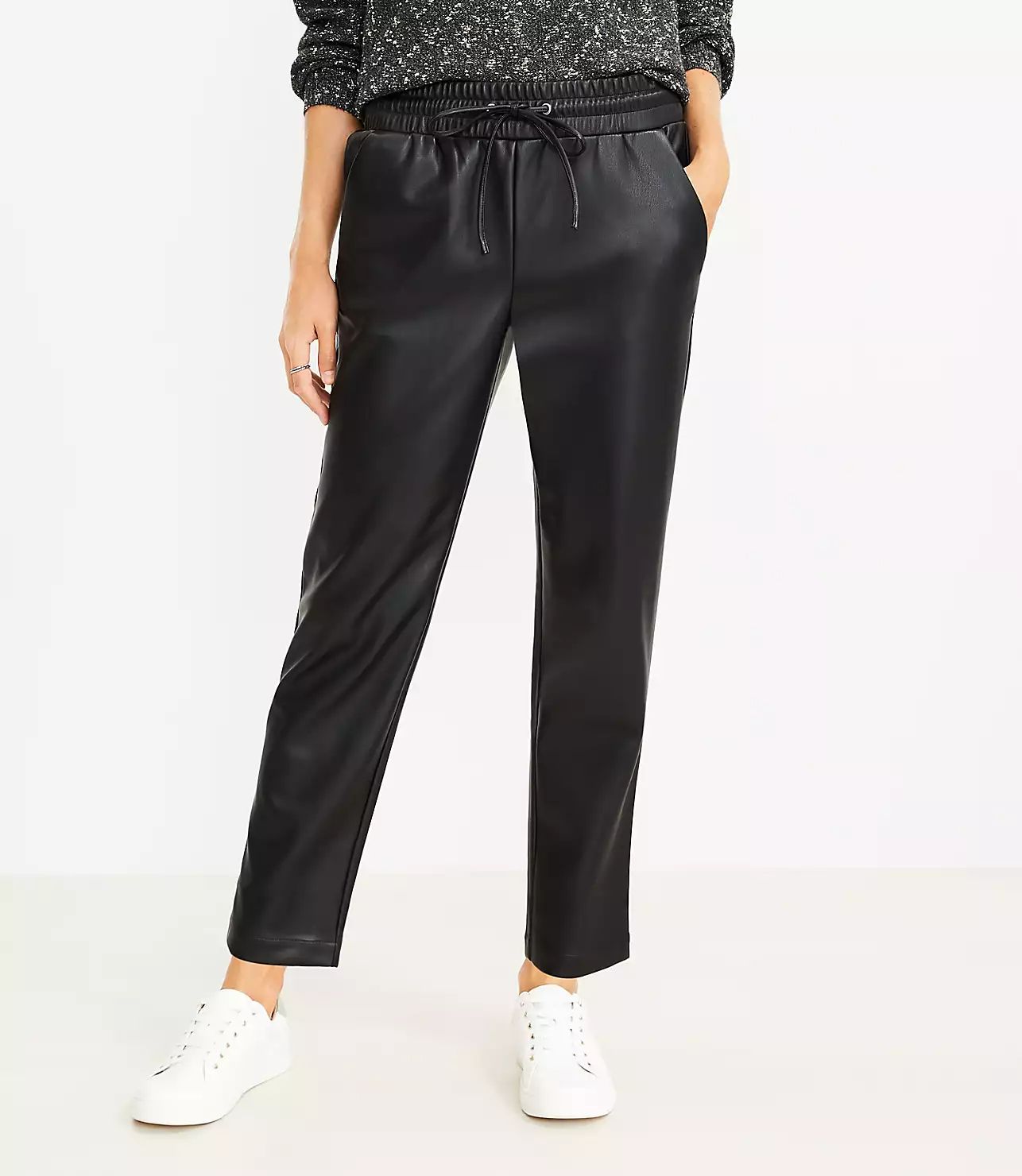 Petite Pull On Slim Pants in Faux Leather | LOFT