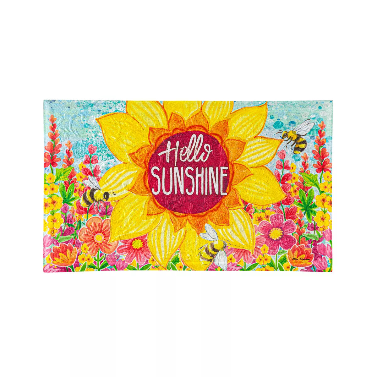 Evergreen Hello Sunshine Embossed Indoor Outdoor Doormat Home Decor | Target