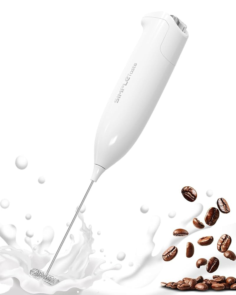 SIMPLETaste Milk Frother Handheld Battery Operated Electric Foam Maker, White Drink Mixer with St... | Amazon (US)