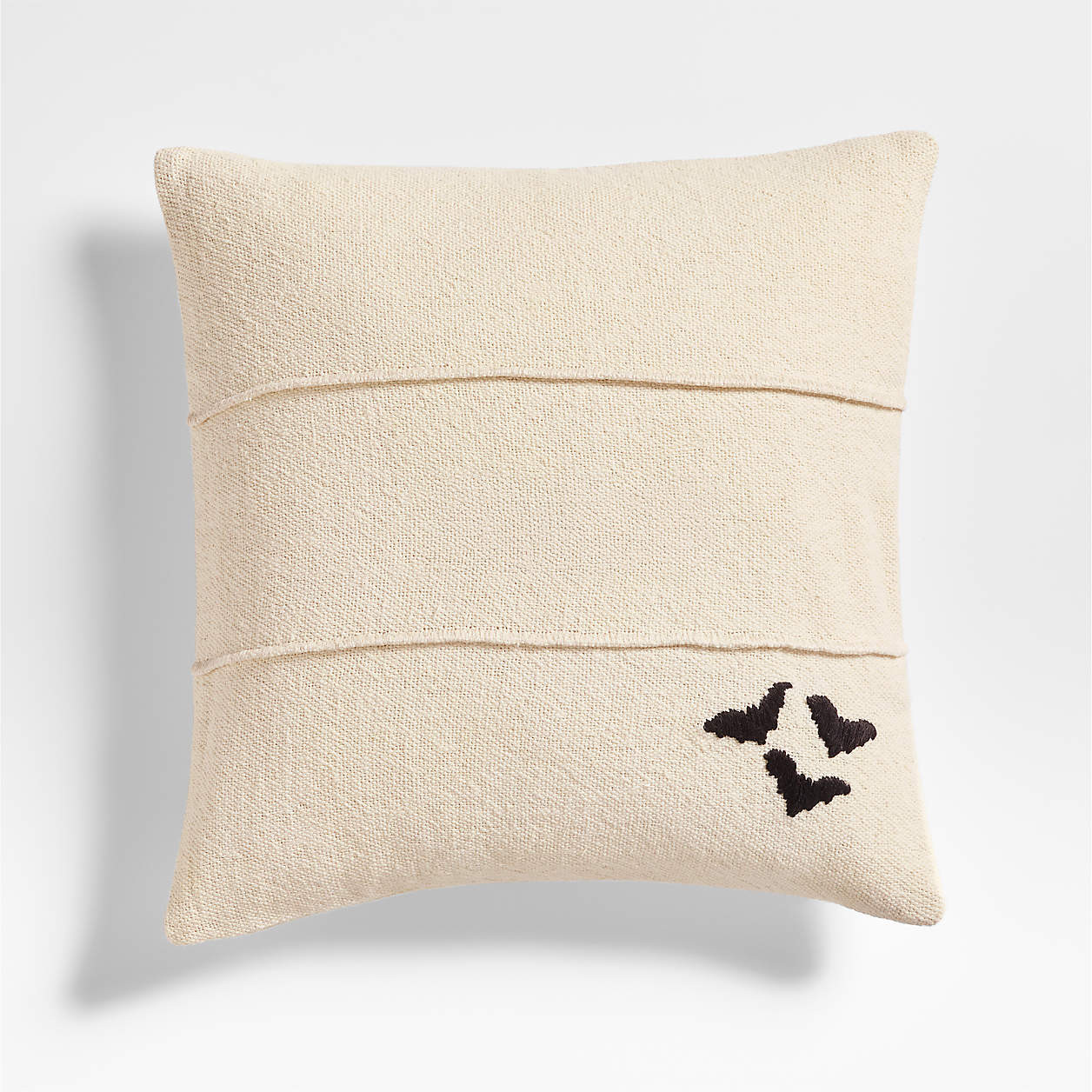 Halloween Embroidered Bats 20"x20" Arctic Ivory Throw Pillow Cover by Joan Anderson + Reviews | C... | Crate & Barrel