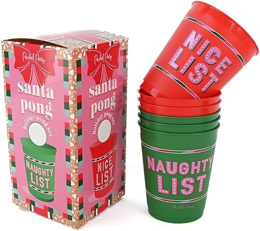 Packed Party Fun Novelty Cup Pong Santa Set for Fun Game for Holiday Adult Set of 12 Cups and 2 P... | Amazon (US)