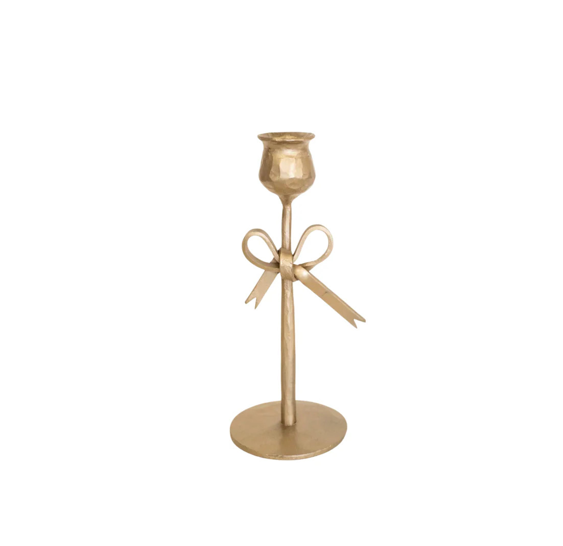 Antique Brass Bow Candle Holders | Eco Chic Home