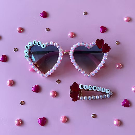 Jeweled Heart Sunglasses + Clip | Strand.Up