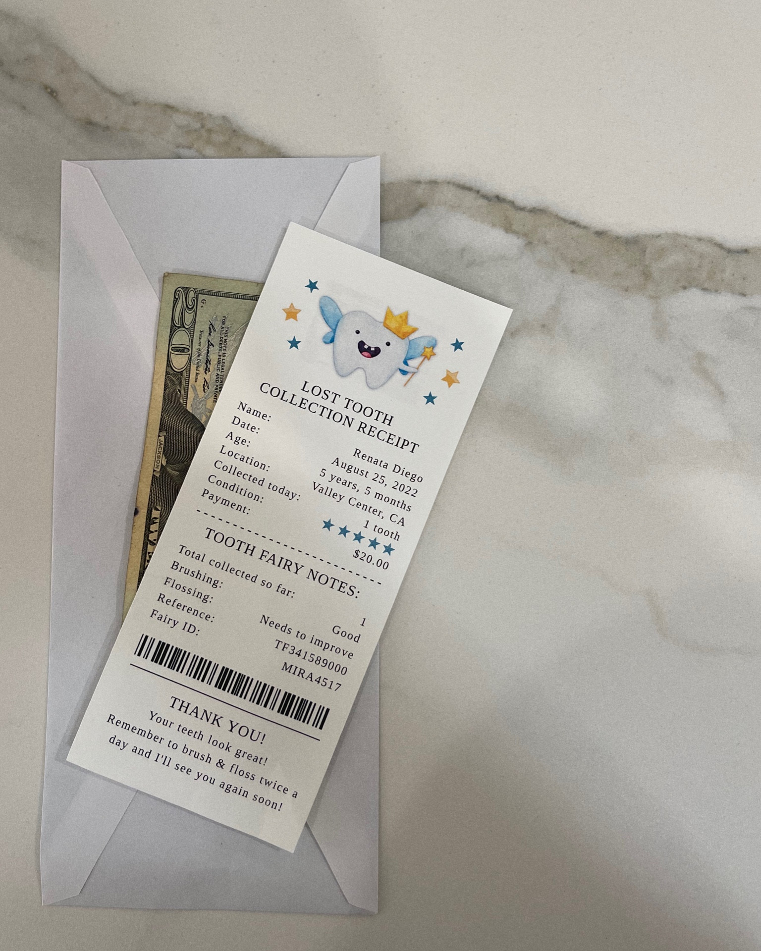 Tooth fairy receipt 🧾 

#LTKkids #LTKunder50 #LTKfamily