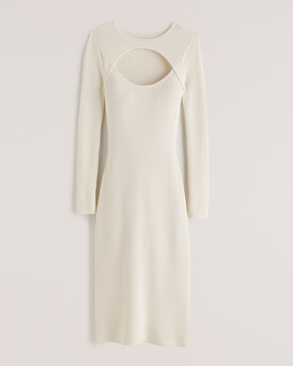 Long-Sleeve Cutout Midi Sweater Dress | Abercrombie & Fitch (US)