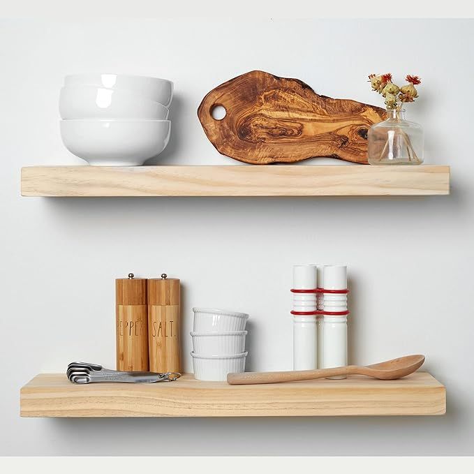 Homeforia Rustic Farmhouse Floating Shelves, Bathroom Wooden Shelves for Wall Mounted, Thick Indu... | Amazon (US)