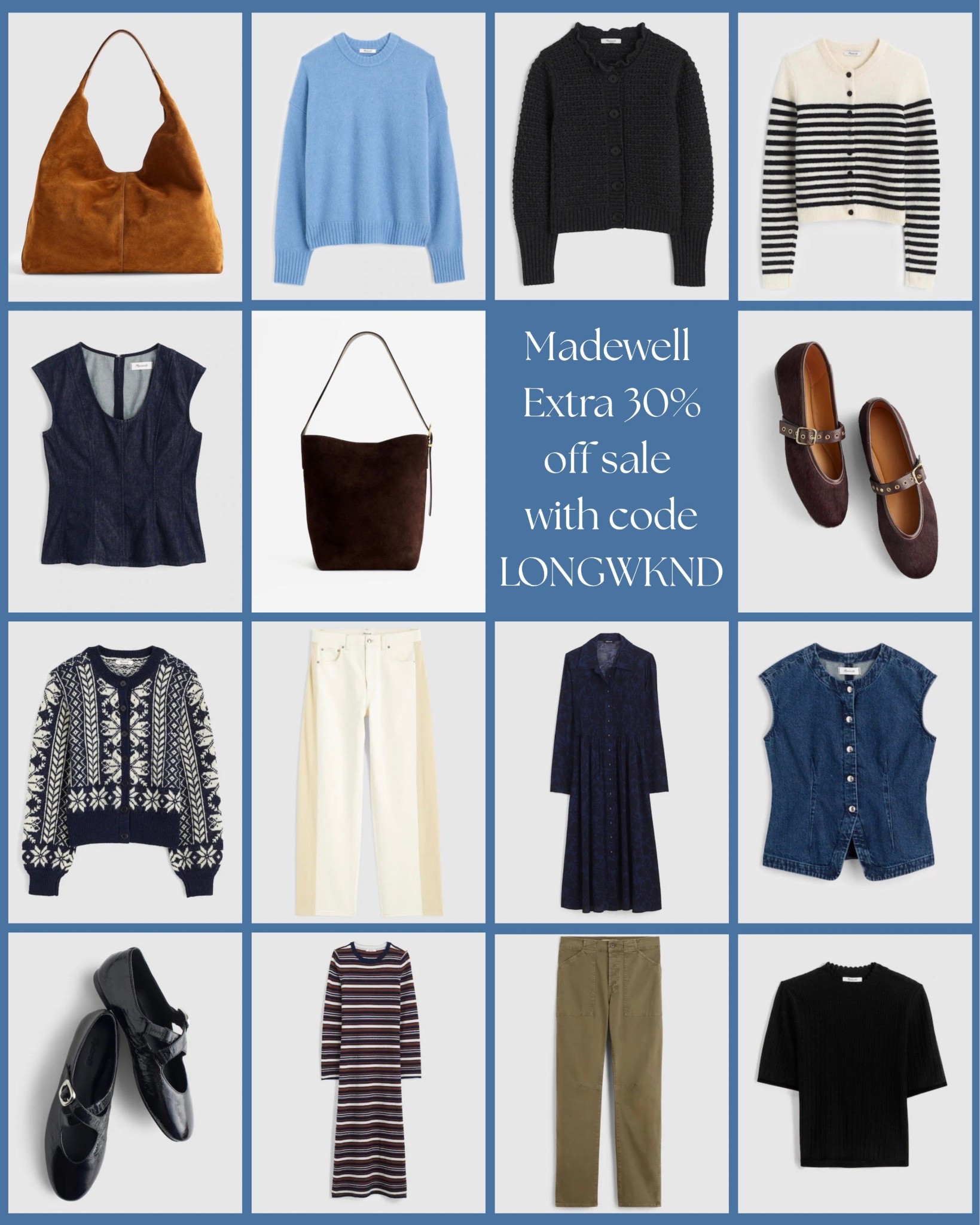 Last few hours of Madewell’s Sale on Sale. Take an extra 30% off already reduced prices with code LONGWKND. Here are just a few of my favorites.

#LTKSaleAlert
