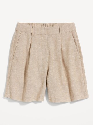 Extra High-Waisted Taylor Linen-Blend Trouser Shorts for Women -- 6-inch inseam | Old Navy (US)