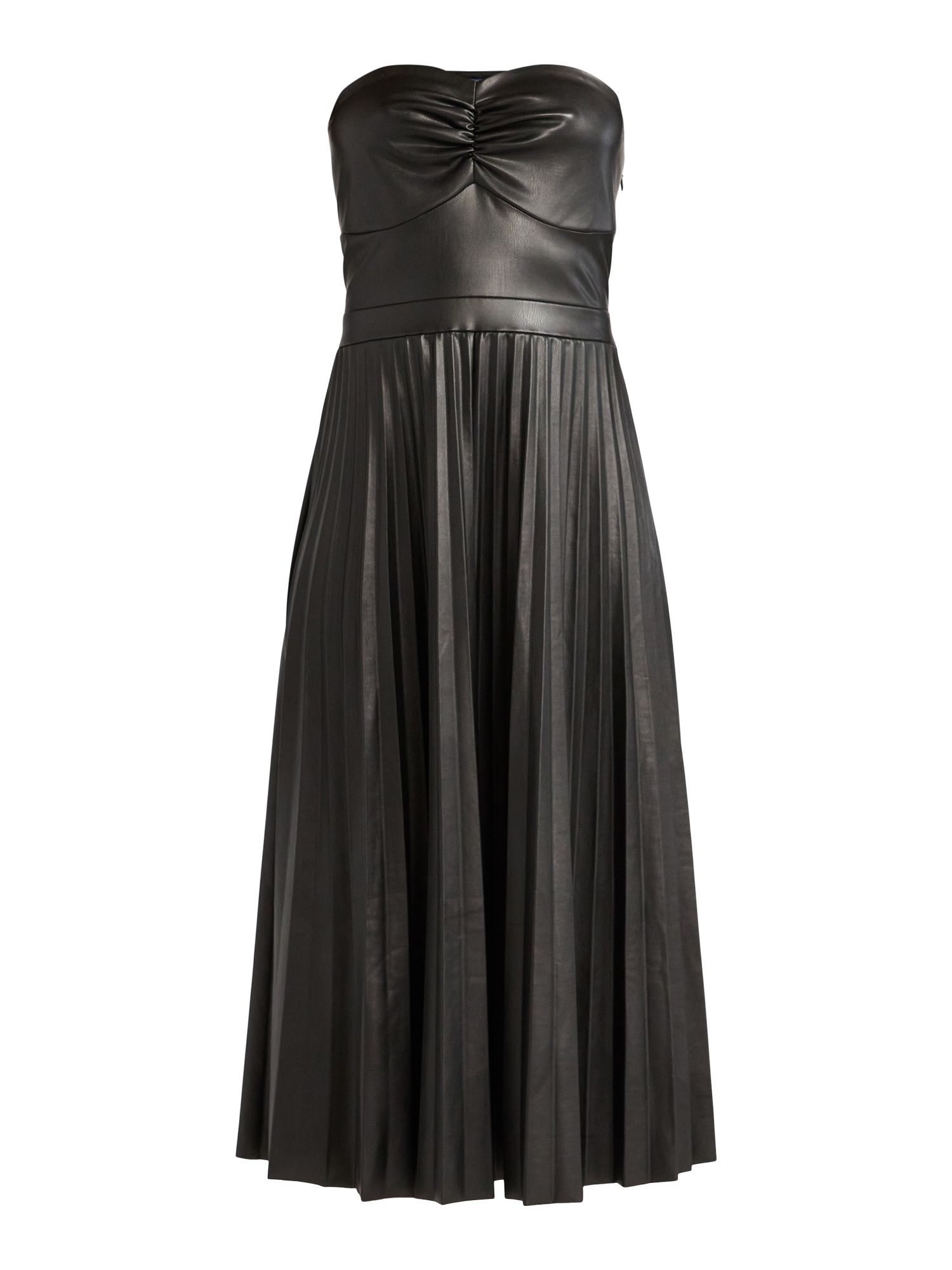 Scoop Women's Ultimate Faux Leather Strapless Pleated Midi Dress, Sizes XS-XXL | Walmart (US)