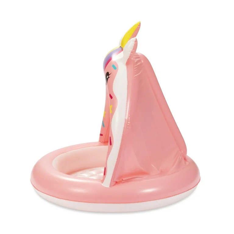 Play Day Inflatable Unicorn Shade Pool, Round, Pink, Ages 1-3, Unisex | Walmart (US)