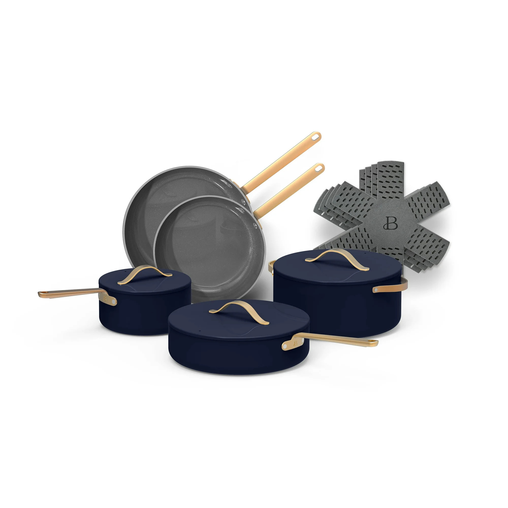 Beautiful 12pc Ceramic Non-Stick Cookware Set, Starry Night by Drew Barrymore, Blue | Walmart (US)