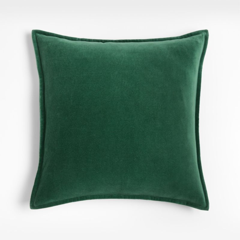 Green 20" Washed Cotton Velvet Pillow Cover + Reviews | Crate and Barrel | Crate & Barrel