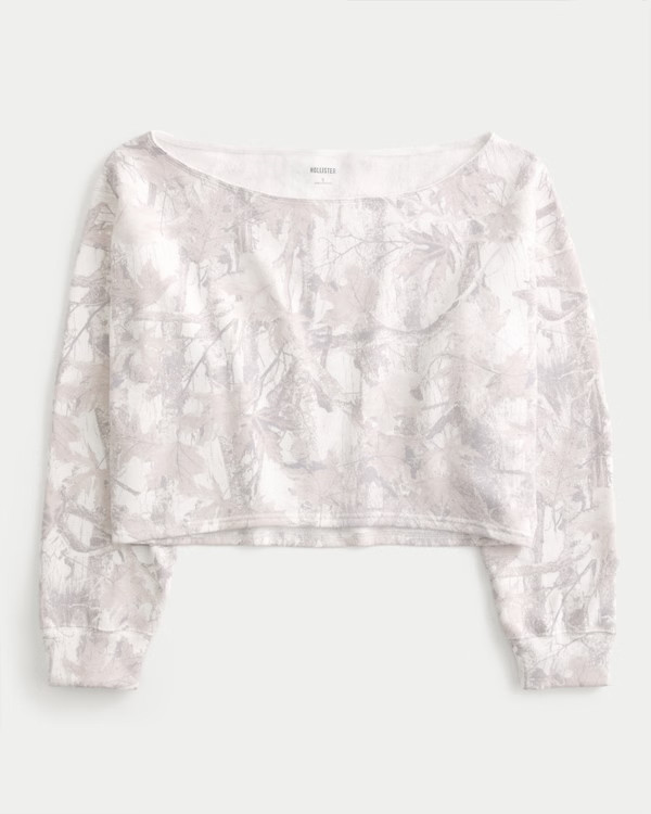 Easy Double Off-the-Shoulder Camo Pattern Sweatshirt | Hollister (US)