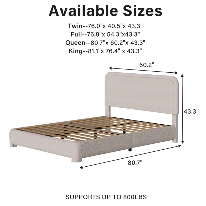 Bensu Boucle Upholstered Platform Bed | Wayfair North America