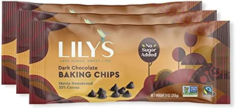 Dark Chocolate Baking Chips by Lily's | Made with Stevia, No Added Sugar, Low-Carb, Keto Friendly... | Amazon (US)