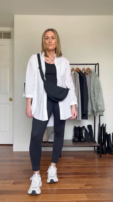 Spring outfit. Spring outfit idea. Vacation outfit. Summer casual. Summer outfit. White button down. Leggings. Leggings outfit. Sneakers. Bum bag. Mom outfit.


#LTKfindsunder100 #LTKfindsunder50 #LTKSeasonal