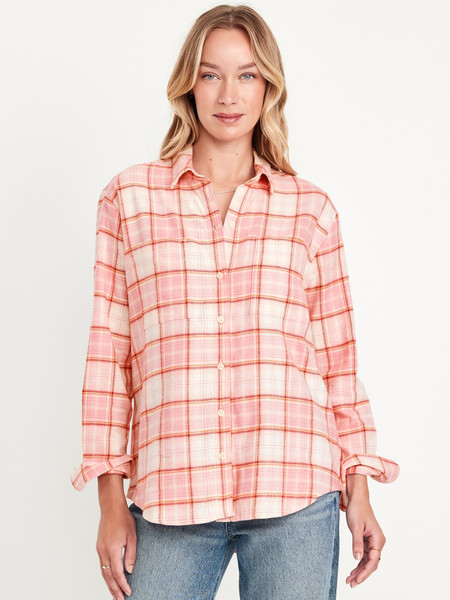 Flannel Boyfriend Button-Down Shirt | Old Navy (US)