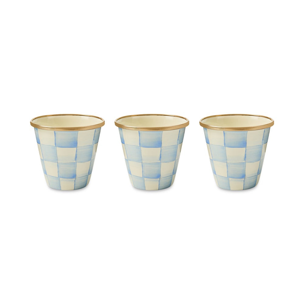 Sky Check Herb Pots, Set of 3 | MacKenzie-Childs
