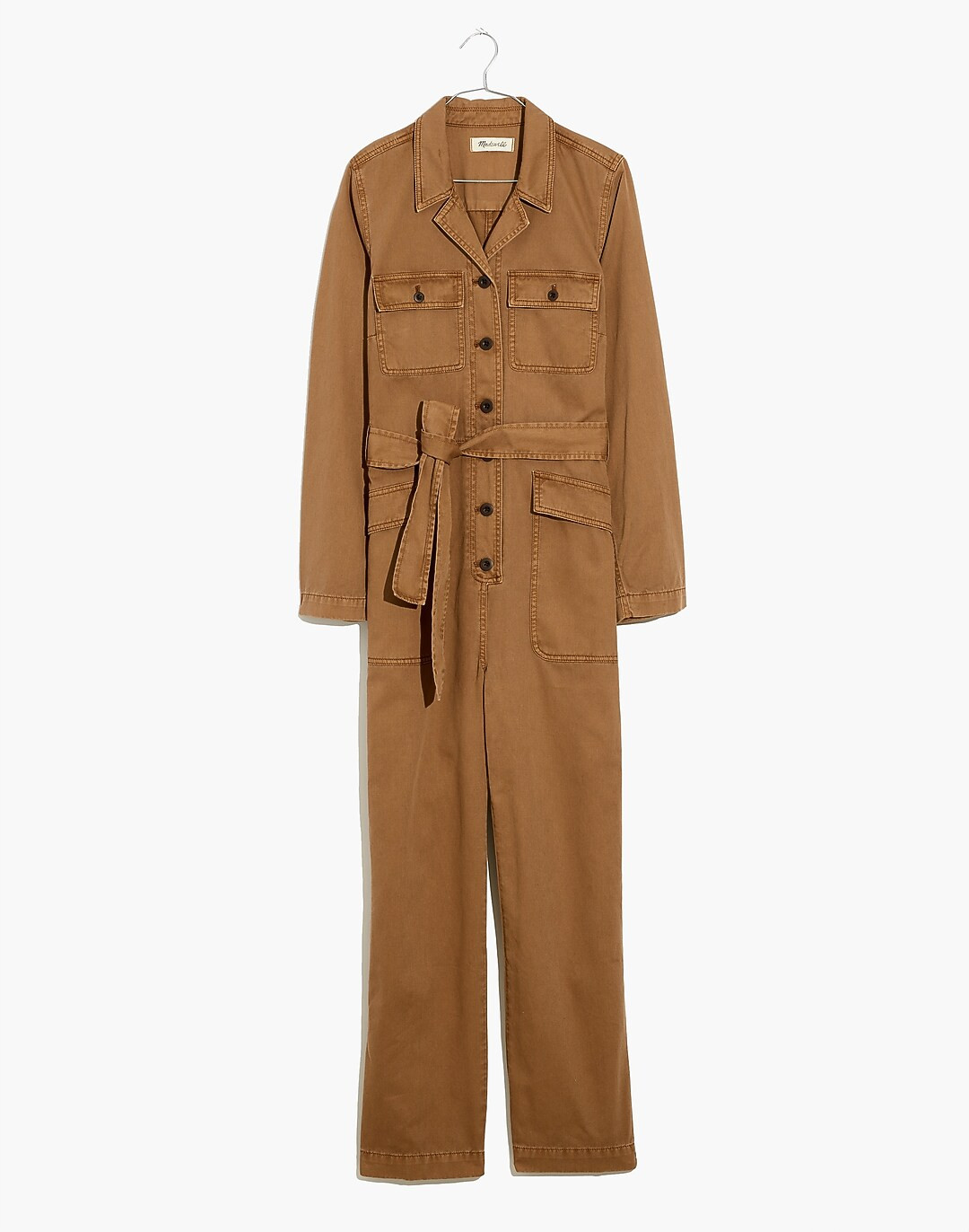 Petite Long-Sleeve Tie-Waist Fatigue Jumpsuit | Madewell