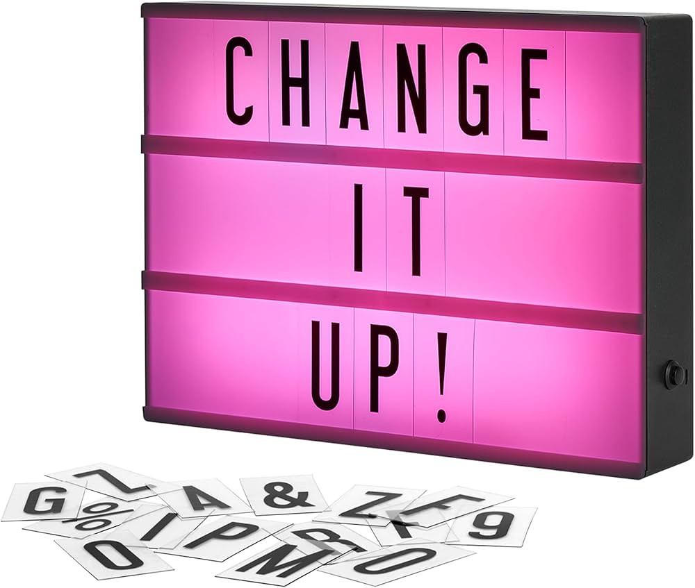 My Cinema Lightbox Cinema Light Box Letter Board - 12x9-Inch Light Up Signs with 100 Letters, Num... | Amazon (US)