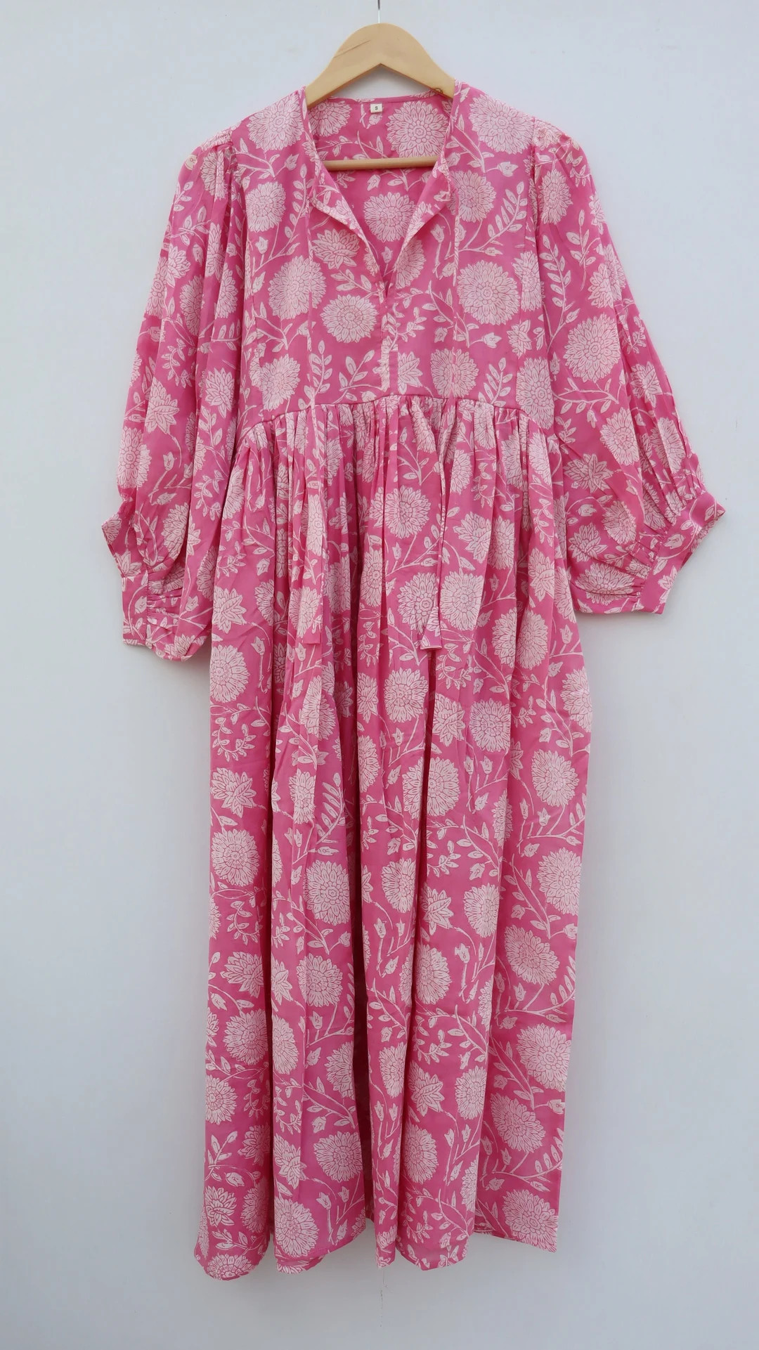 Floral Hand Block Print Cotton Midi Dress: Bohemian Kyra Style | Etsy (US)