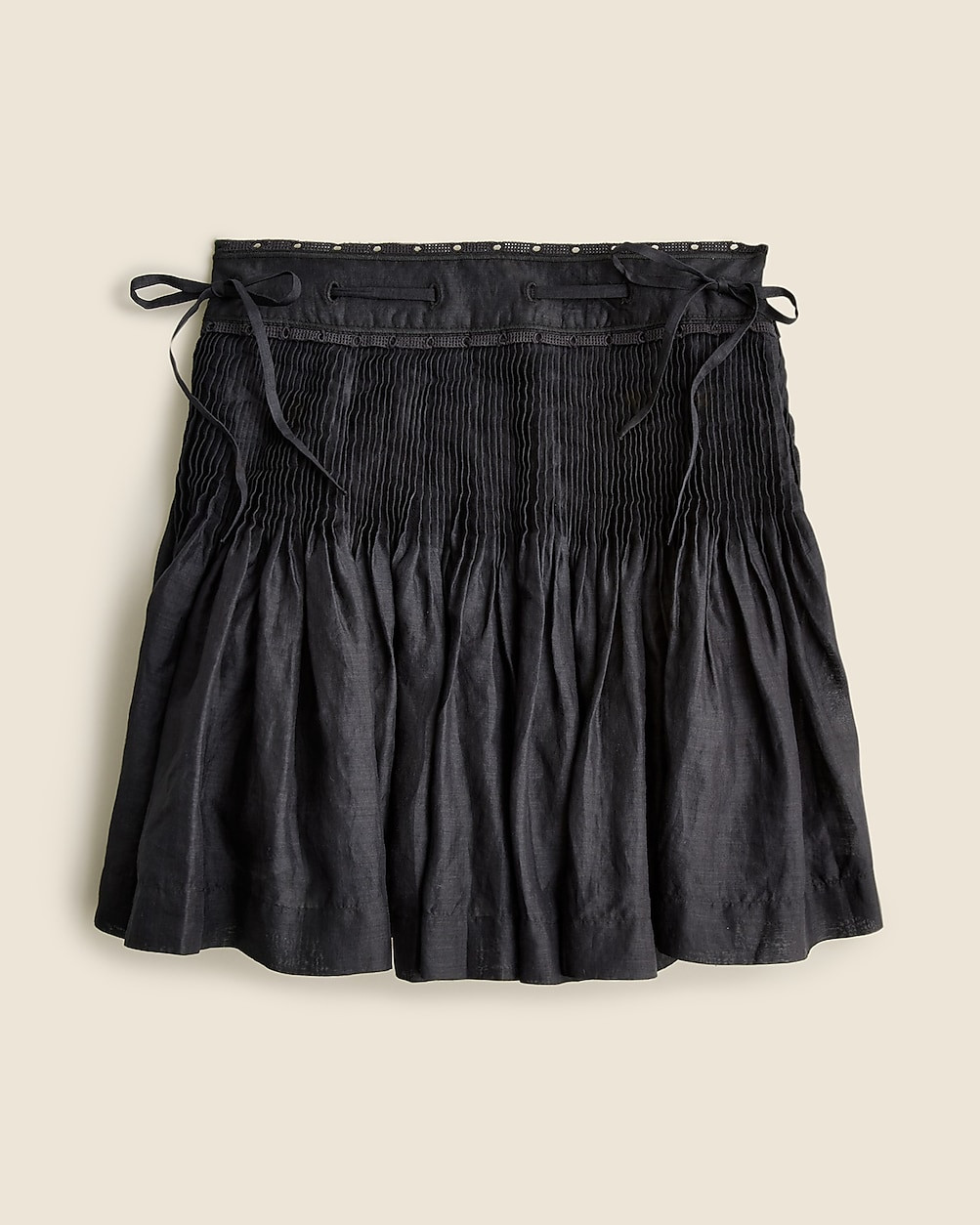 Pintuck bow mini skirt in ramie | J. Crew US