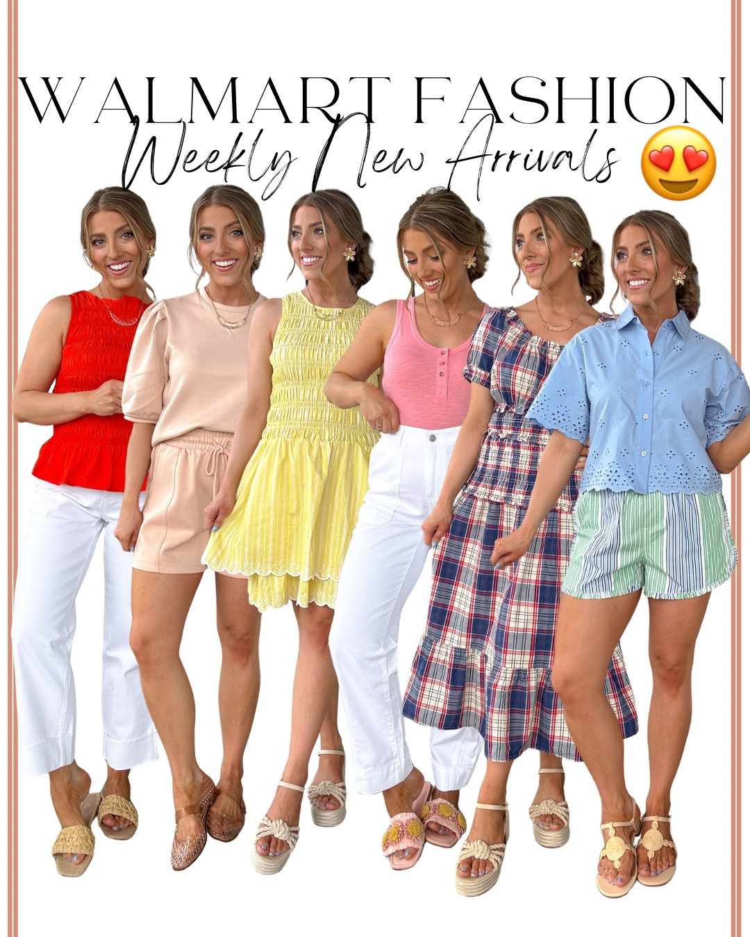 Walmart new arrivals I can’t stop talking about 😍👏 SO many good pieces this week and everything is giving high-end boutique vibes without the price tag!!

From the prettiest spring + summer dresses to easy everyday tops, lightweight sets, and the cutest statement sandals… these are the kind of finds that look like they’re from Anthro or J.Crew but are actually on Walmart 🤯

I’m especially loving all the feminine details—eyelet, florals, smocking, scallops, and the best pops of color 🌸💛❤️ plus so many versatile pieces you can dress up or down all season long!

Everything runs true to size (I’m 5’2 for reference) and a lot of these will sell out FAST—so if you see something you love, don’t wait!!

Linking everything for you 🫶

#walmartfashion #walmartnewarrivals #springstyle #summerstyle #affordablefashion #budgetfriendlyfashion #walmartfinds #ootdstyle #everydaystyle #momstyle #petitefashion #styleonabudget #lookforless #fashionfinds #casualoutfits

#LTKTravel #LTKootd #LTKPetite