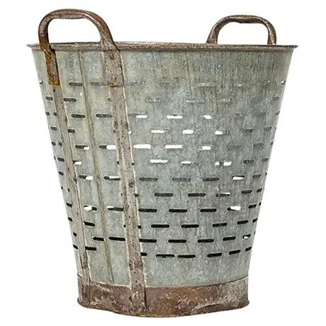 Vintage Mediterranean Rustic Olive Bucket | Chairish