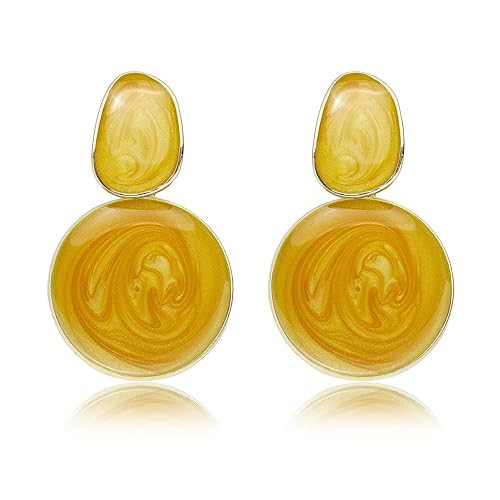 Handmade Circle Round Dangle Drop Earrings for Women Girls Colorful S925 Sterling Silver Post Dis... | Amazon (US)