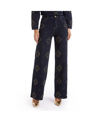 Women's Kaia Studded High Rise Jean - Indigo | Macy's