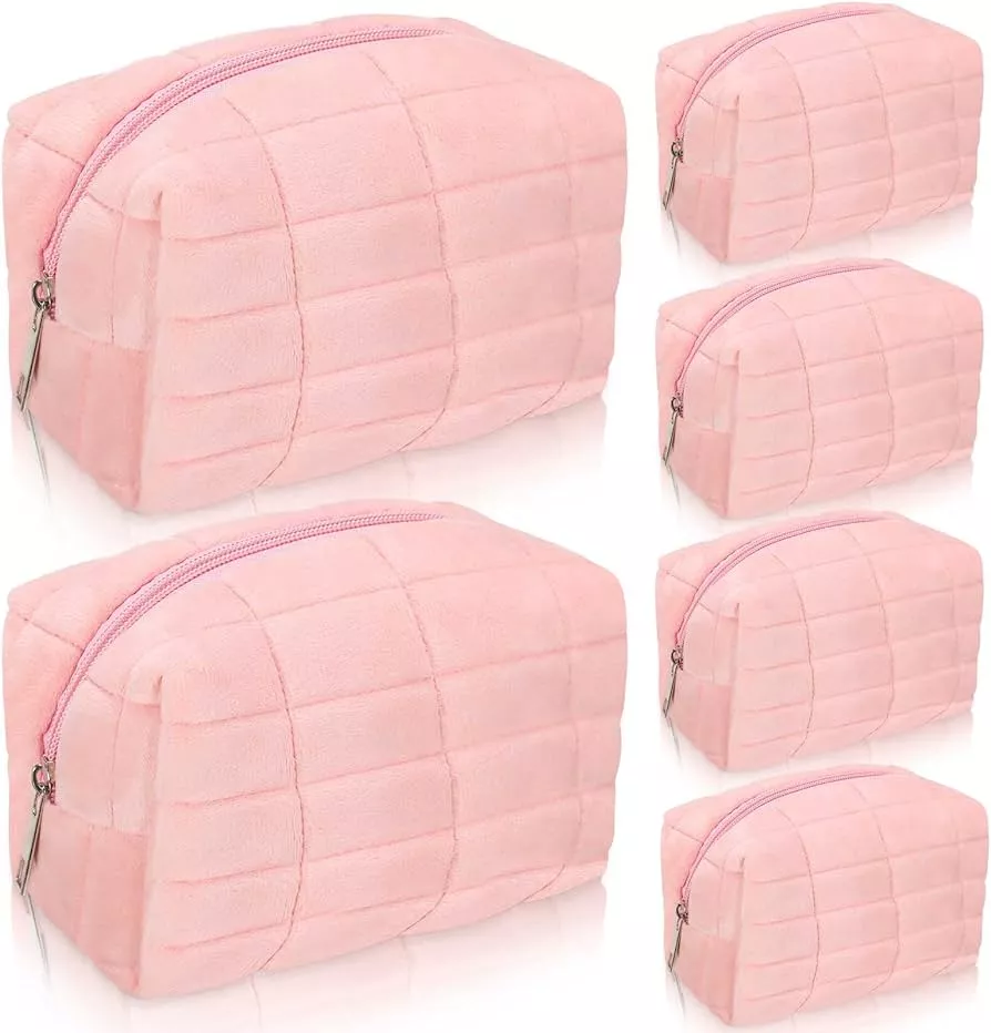  SOIDRAM 2 Pieces Makeup Bag Checkered Cosmetic Bag