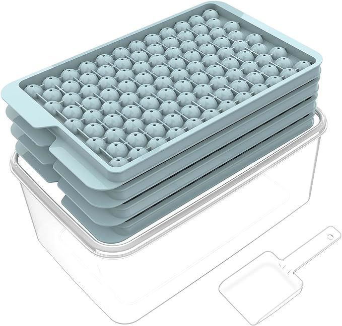 DZHJKIO Mini Ice Cube Trays for Freezer - 4 Pack Tiny Tray with Lid and Bin, 104x4 PCS Crushed Ea... | Amazon (US)