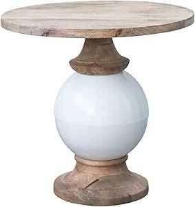 Creative Co-Op Mango Wood and Metal Round Pedestal Table, White | Amazon (US)