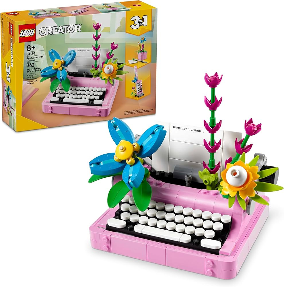 LEGO Creator 3 in 1 Typewriter with Flowers - Building Toy with 3 Building Options, Typewriter, F... | Amazon (US)