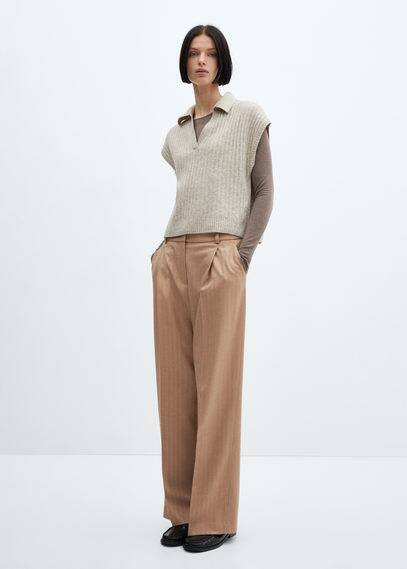 Chalk-stripe trousers -  Women | Mango United Kingdom | MANGO (UK)