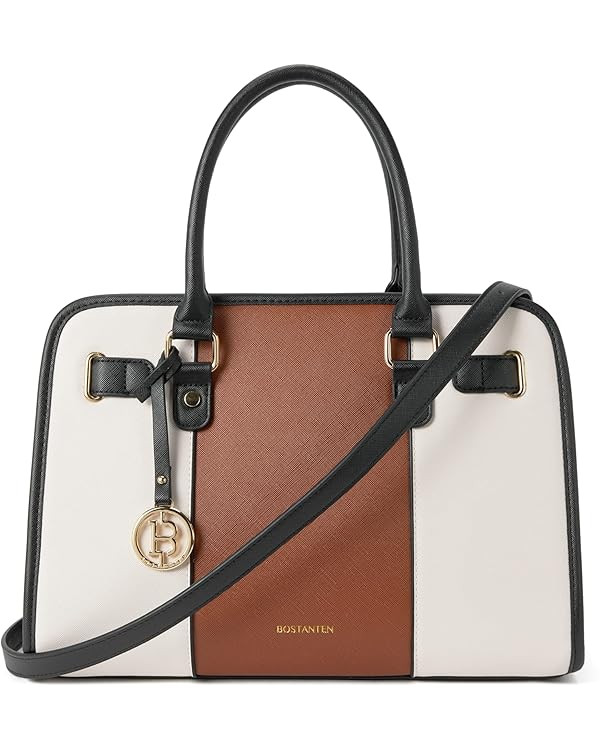 BOSTANTEN Leather Handbags for Women Designer Satchel Purses Top Handle Tote Work Shoulder Bags | Amazon (US)