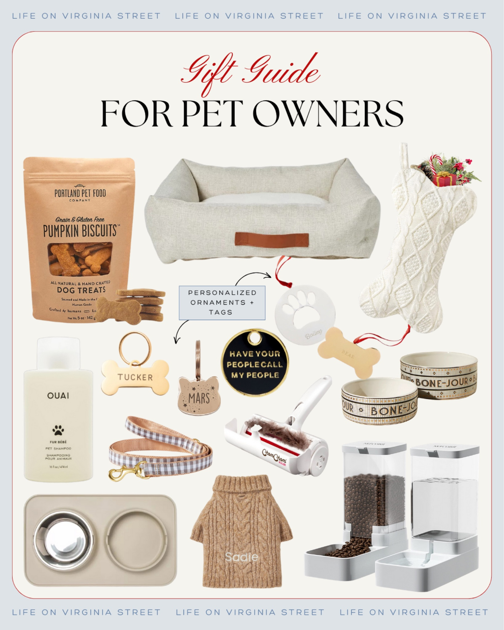 Gift guide for pet owners! Most of these are for dog owners, but there are also some cute cat finds! Includes pumpkin treats, personalized name tags, pet shampoo, pet sweaters, pet hair remover, pet beds, cute leashes, bone stocking, and more! See all of my gift ideas here: https://lifeonvirginiastreet.com/gift-ideas-for-nearly-everyone-on-your-list/. #ltkgiftguide #ltkholiday #ltkfindsunder50 #ltkfindsunder100 #ltksalealert #ltkseasonal #ltkfamily 

 

#LTKCyberWeek #LTKGiftGuide #LTKHoliday