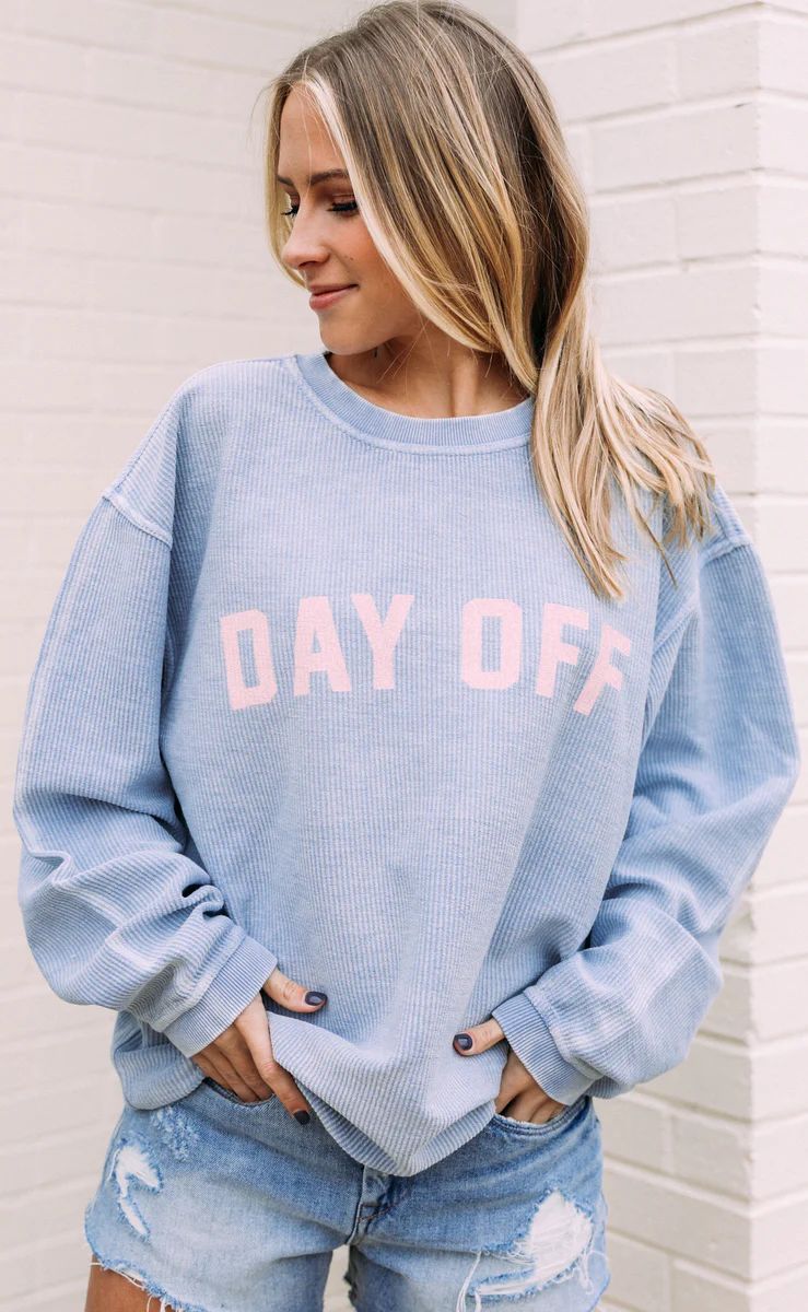 friday + saturday: day off corded sweatshirt - light blue | RIFFRAFF