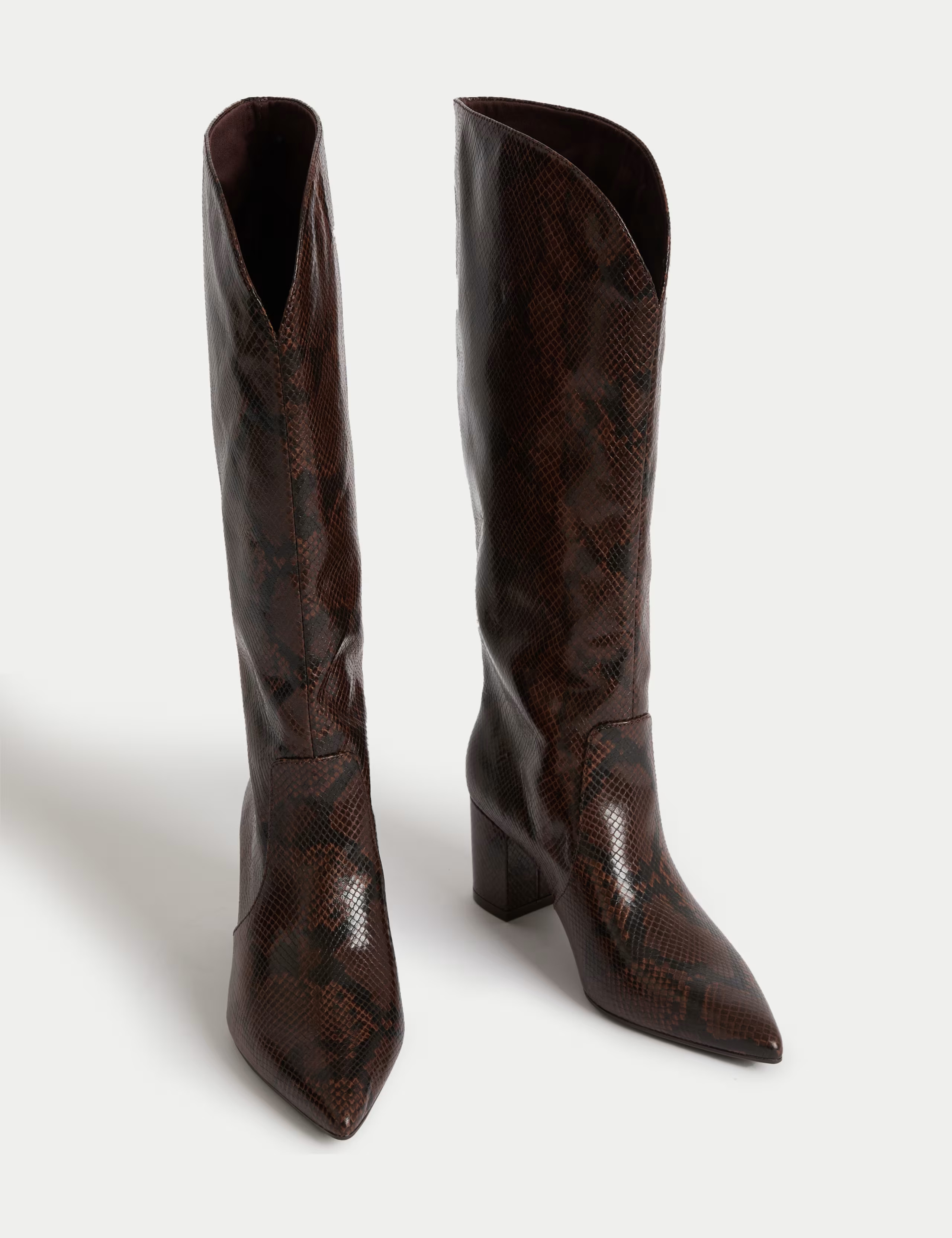 Snake Print Block Heel Knee High Boots | Marks & Spencer (UK)