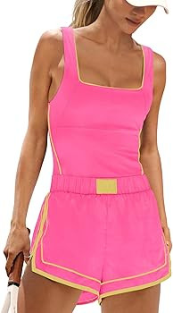 Yanekop Womens Athletic Romper Sleeveless Workout Jumpsuits Exercise Active Rompers One Piece Out... | Amazon (US)