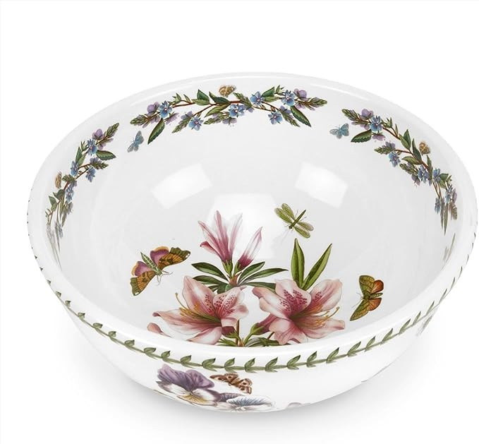Portmeirion Botanic Garden 11-inch Salad Bowl, Azalea Motif - Durable Earthenware Serving Bowl, C... | Amazon (US)