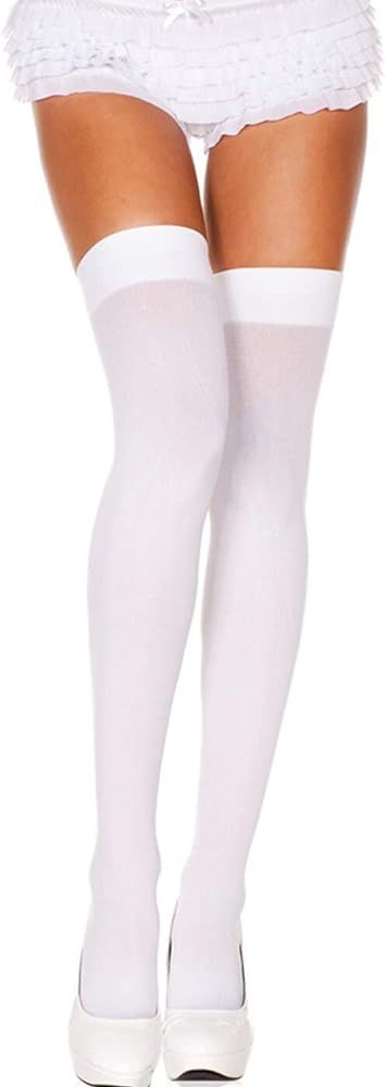 Std Size Women (Up to 5'10", 175 lbs) White Opaque Thigh High Stockings | Amazon (US)