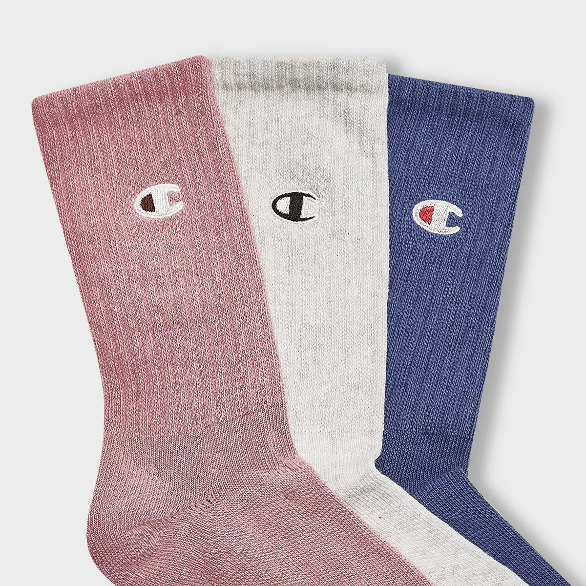 Champion Women's Embroidered Logo 3pk Crew Socks - Pink | Target
