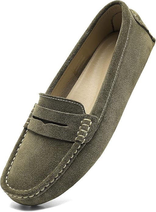 Osslue Women's Suede Leather Casual Penny Loafers Retro Ladies Moccasins Driving Mocs Comfort Sli... | Amazon (US)