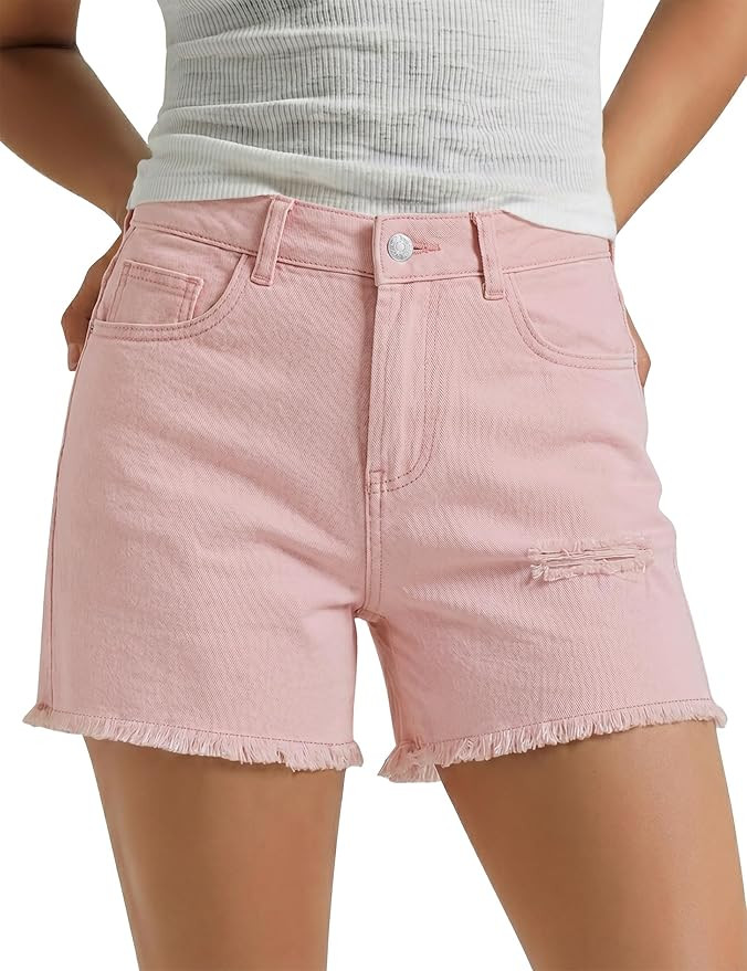 luvamia Jean Shorts for Women Summer High Waisted Stretchy Denim Shorts Casual Ripped Cut Off Jor... | Amazon (US)
