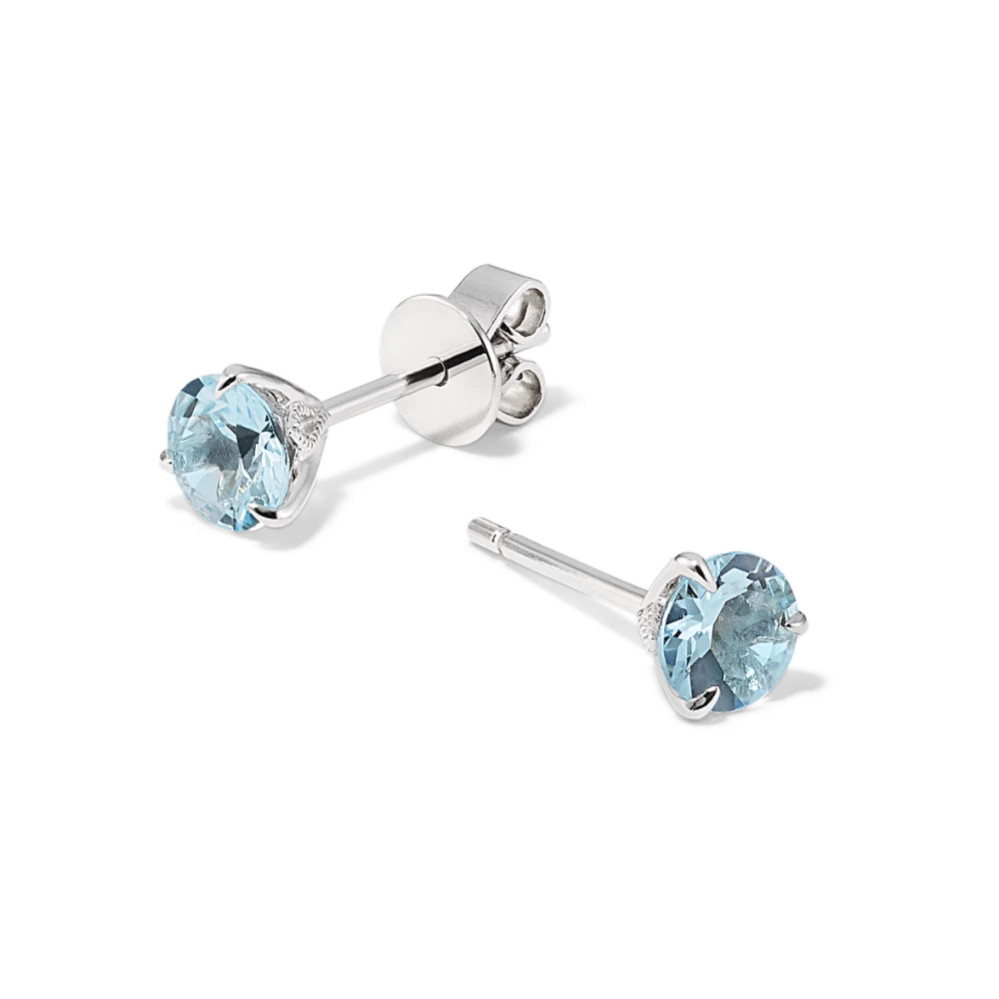 5mm Aquamarine Studs in Sterling Silver | Shane Co