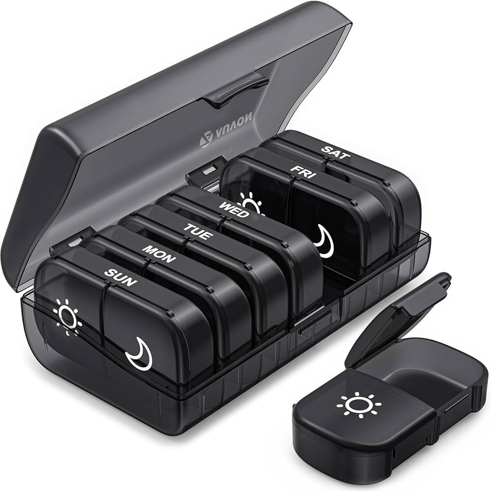 AUVON XL Weekly Pill Organizer 2 Times a Day, Pill Box 7 Day with One-Side Large Opening Design f... | Amazon (US)