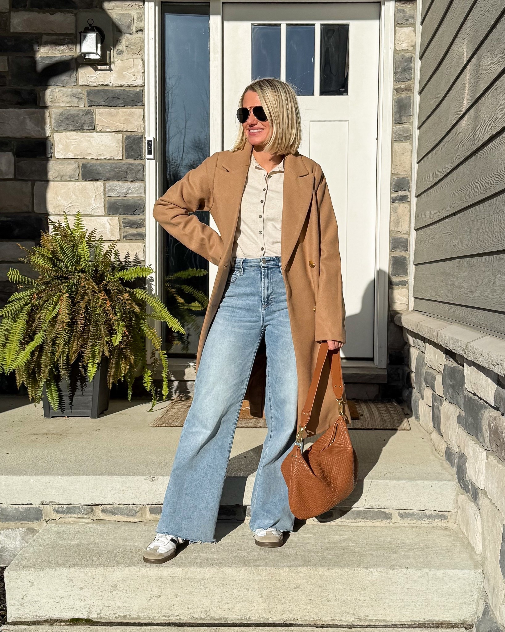 What I wore! Errand running outfit! I love this cozy wool coat! 
Coat- small 
Jeans- 25, I cut the hem (code: katie15) 
Cardigan- smalll

#LTKootd #LTKOver40 #LTKPetite