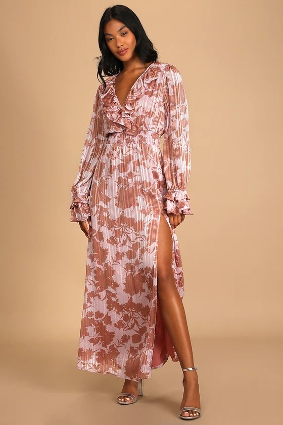 Exquisite Attention Lilac Floral Print Ruffled Long Sleeve Dress | Lulus (US)