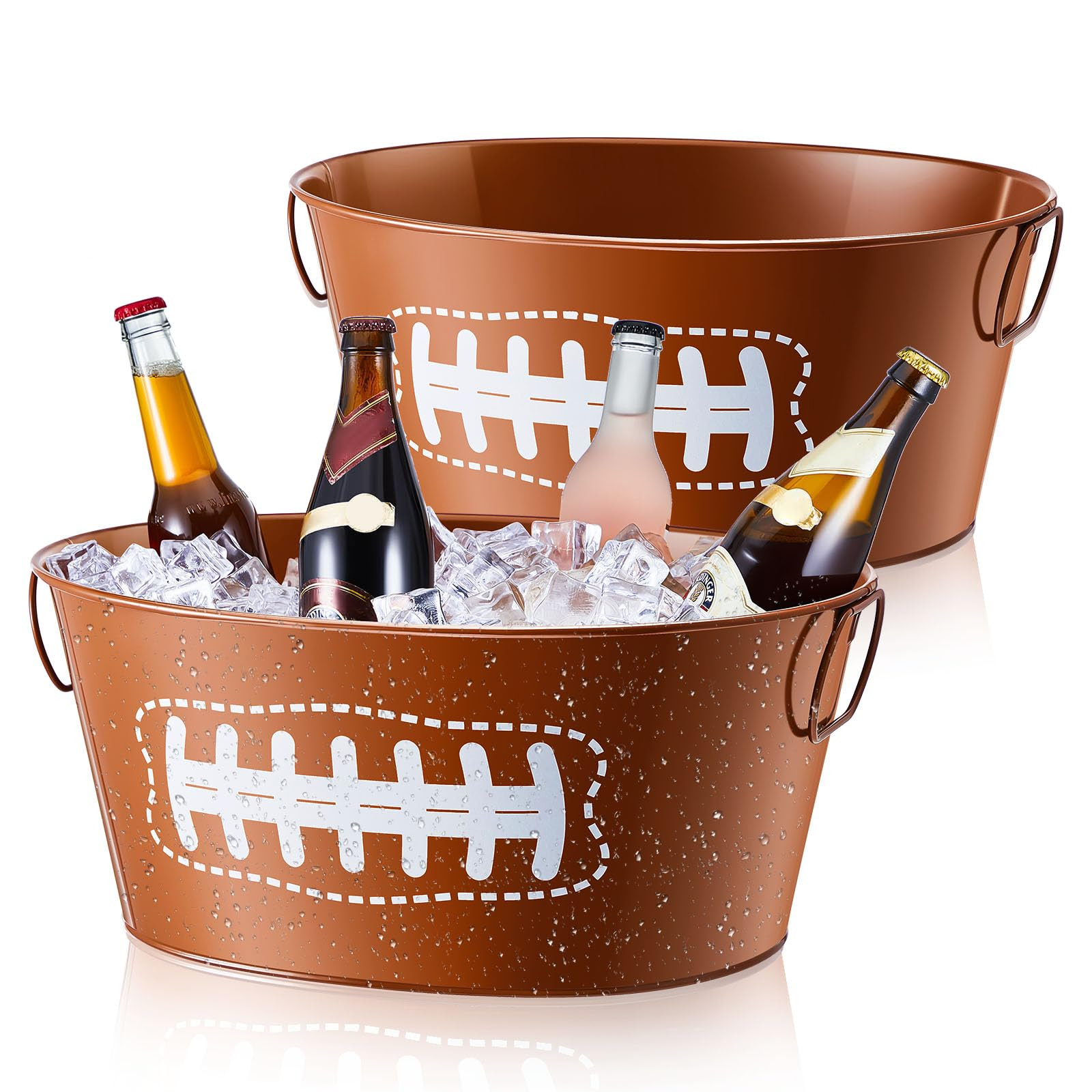Ctosree 2 Pcs 4 Gallon Football Galvanized Metal Ice Buckets Beverage Tubs Football Party Large D... | Amazon (US)